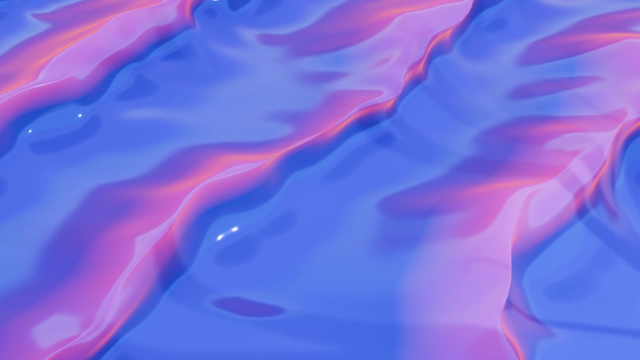 Blue and pink iridescent wavy glossy 3D background