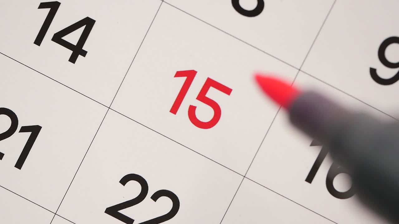 Calendar Marking the 15th