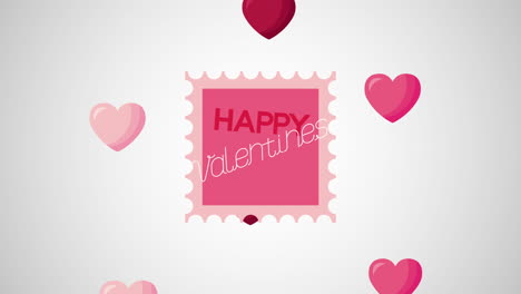 tarjeta animada del día de san valentín con marco de corazones