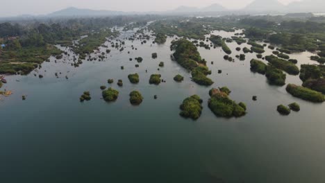 a flight over a little part of the so called 4000 islands of the mekong river in the south of laos