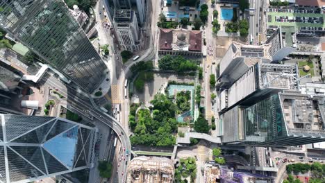 aerial view of hong kong business district in a summer day
