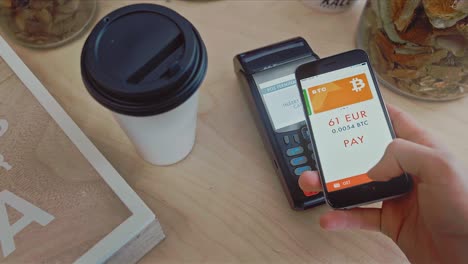 pago en bitcoins en una cafetería
