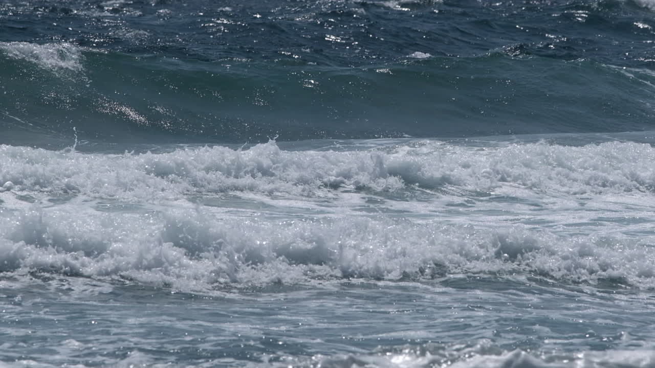 Incoming tidal waves off the south coast of Cornwall, England.