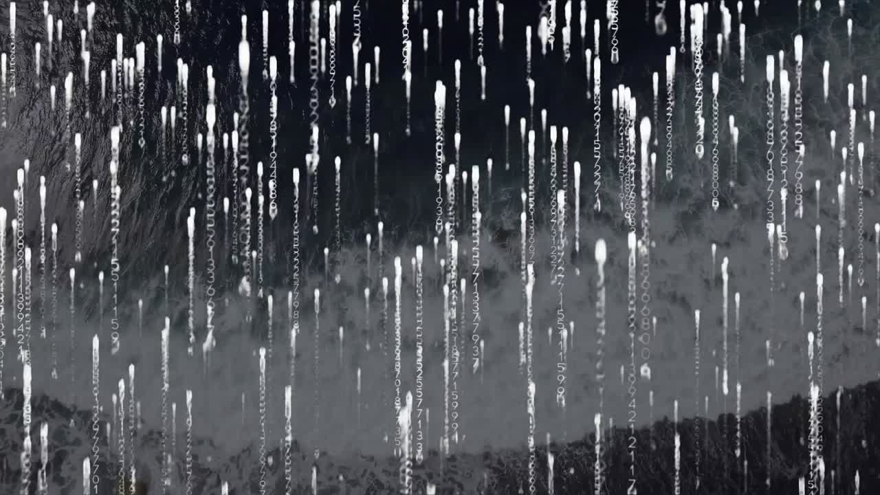 해양 풍경 위의 데이터 처리 애니메이션