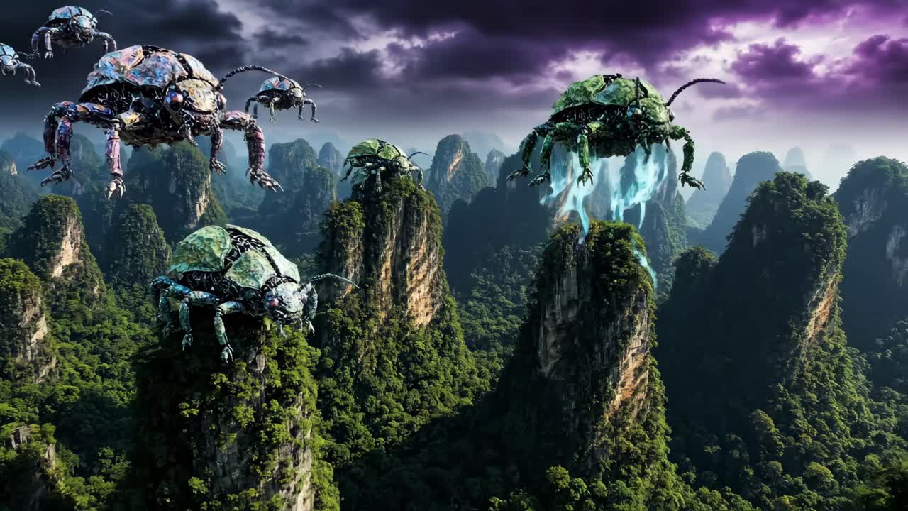 Fantasy Landscape with Giant Beetles
