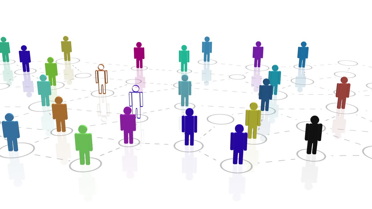 White background with colorful human postures.