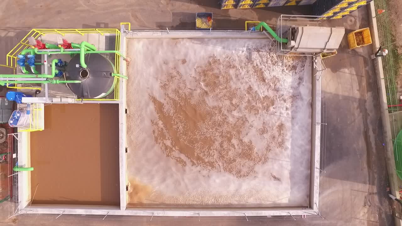 Water reclamation facility top down aerial view