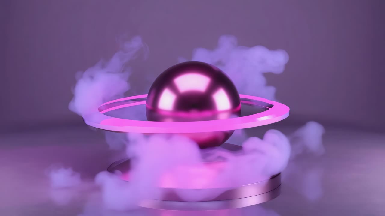 Abstract 3D rendering with sphere and smoke