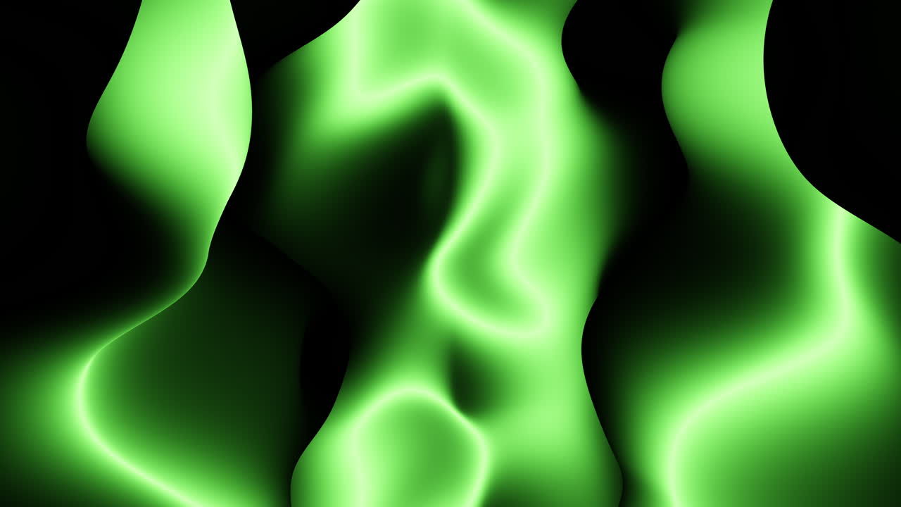 Twisted green liquid waves pattern on black gradient