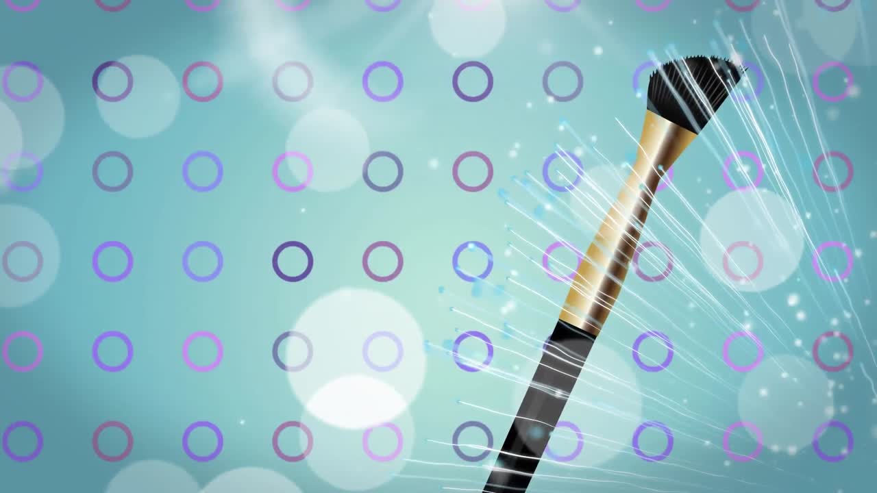 파란색 배경에 있는 파우더 브러시의 애니메이션