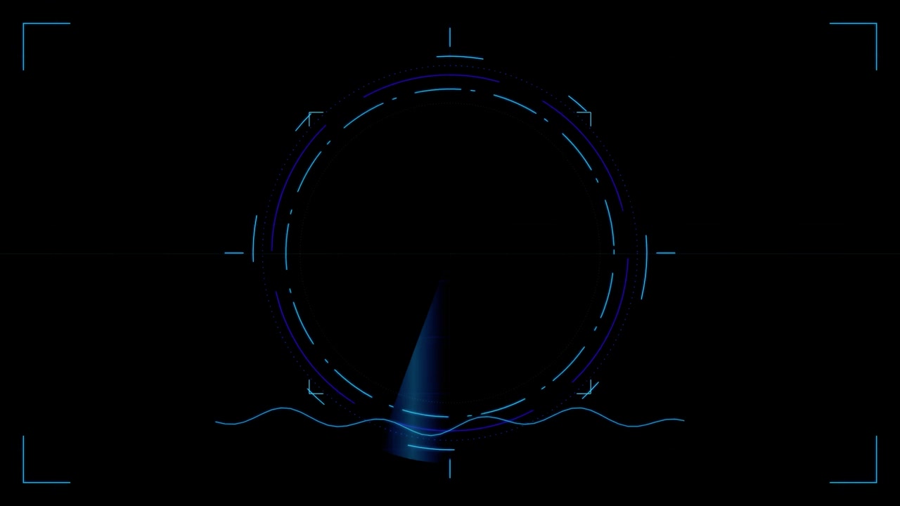 Digital Radar Interface Scanning on Dark Background