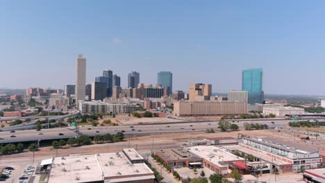 establishing drone shot of fort worth, texas