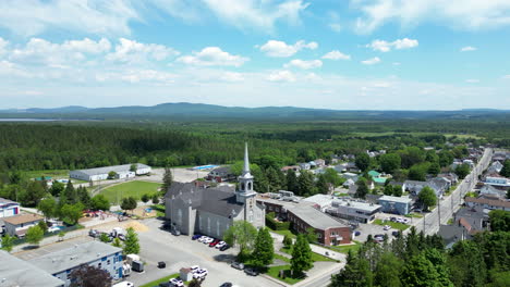 aerial view of a quaint town in quebec, canada