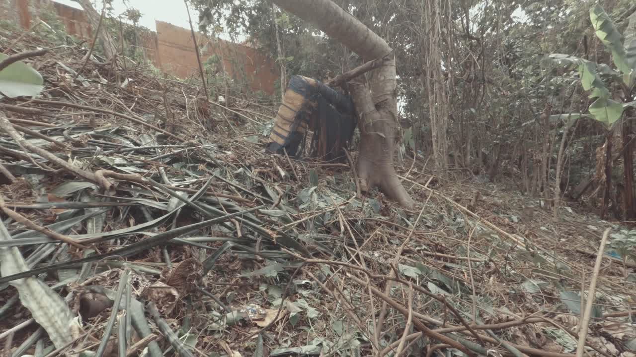 sofá viejo tirado en el bosque