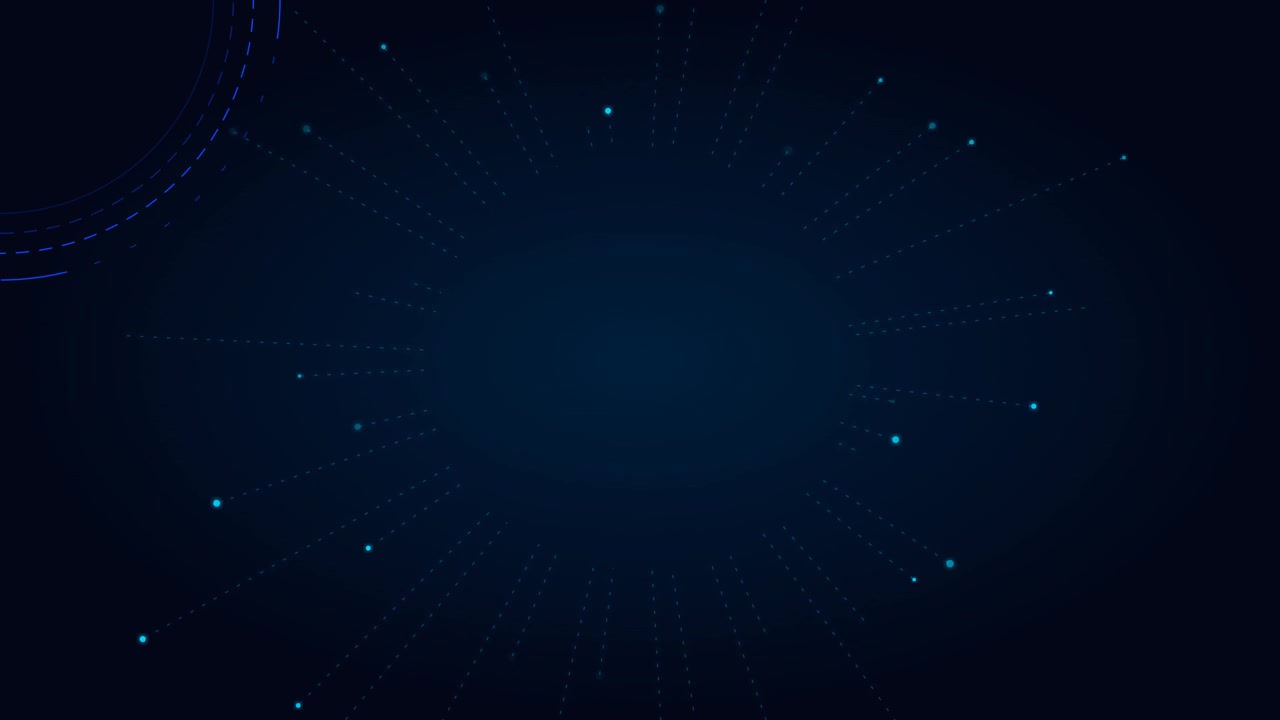 Abstract Digital Background with Glowing Particles and Radial Lines