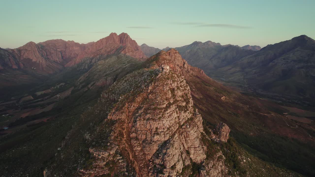 Cinematic Sunset Over Botmaskop Mountain in Stellenbosch