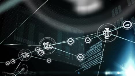 Animation-of-networks-of-connections-with-digital-icons-and-data-processing