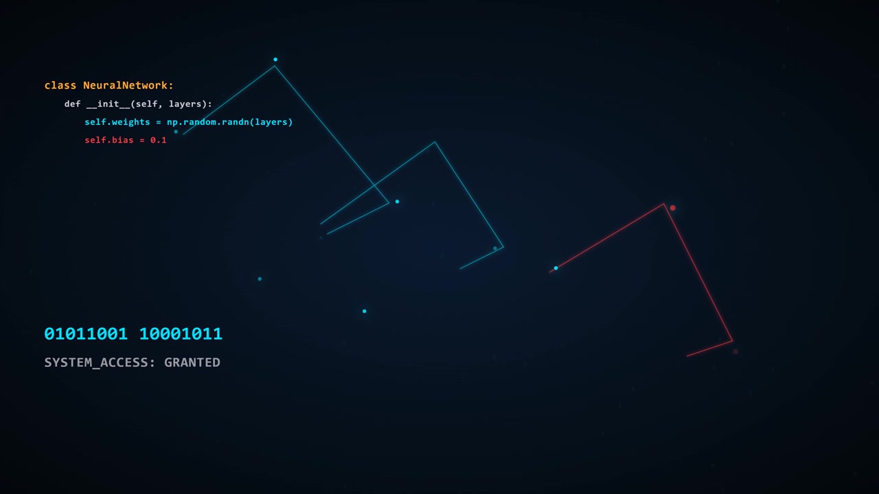 Neural Network Python Code and Digital Interface Animation