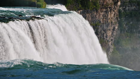 water stream niagara falls on the background of rocks amazing nature of america