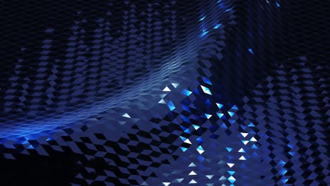 estilo oscuro abstracto bajo fondo poli en 4k. ondas abstractas se mueven en superficie metálica brillante en bucle. animación suave y sin costuras. simple geometría minimalista bg. color azul