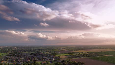 drone hyperlapase timelapse sunset footage at cloudy day countryside edinburg texas