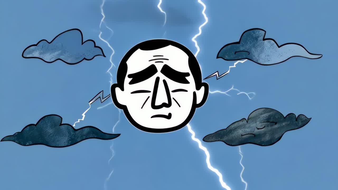 A depiction of sadness and despair with stormy weather