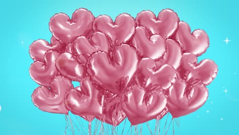 un paquete de bolas de corazones en un fondo azul
