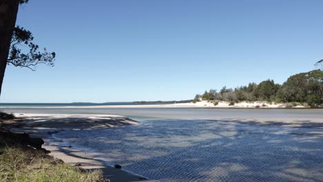 moona moona creek estuary at jervis bay national park australia, locked shot