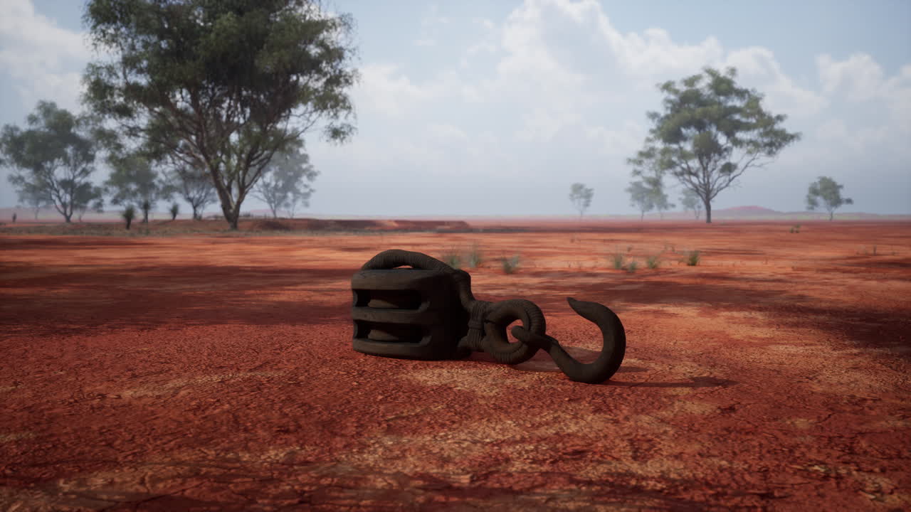 오스트레일리아의 외에서 녹슬은 리와 갈고리