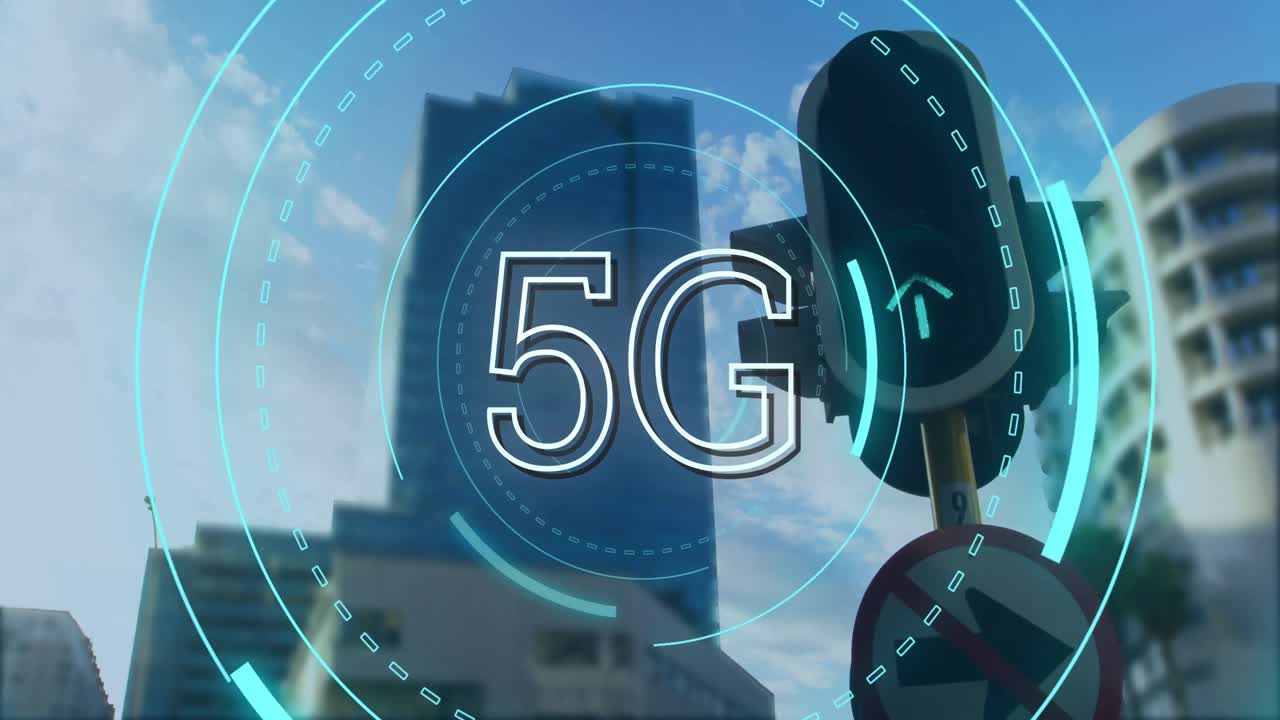 5g scritto nel mezzo di un cerchio futuristico 4k