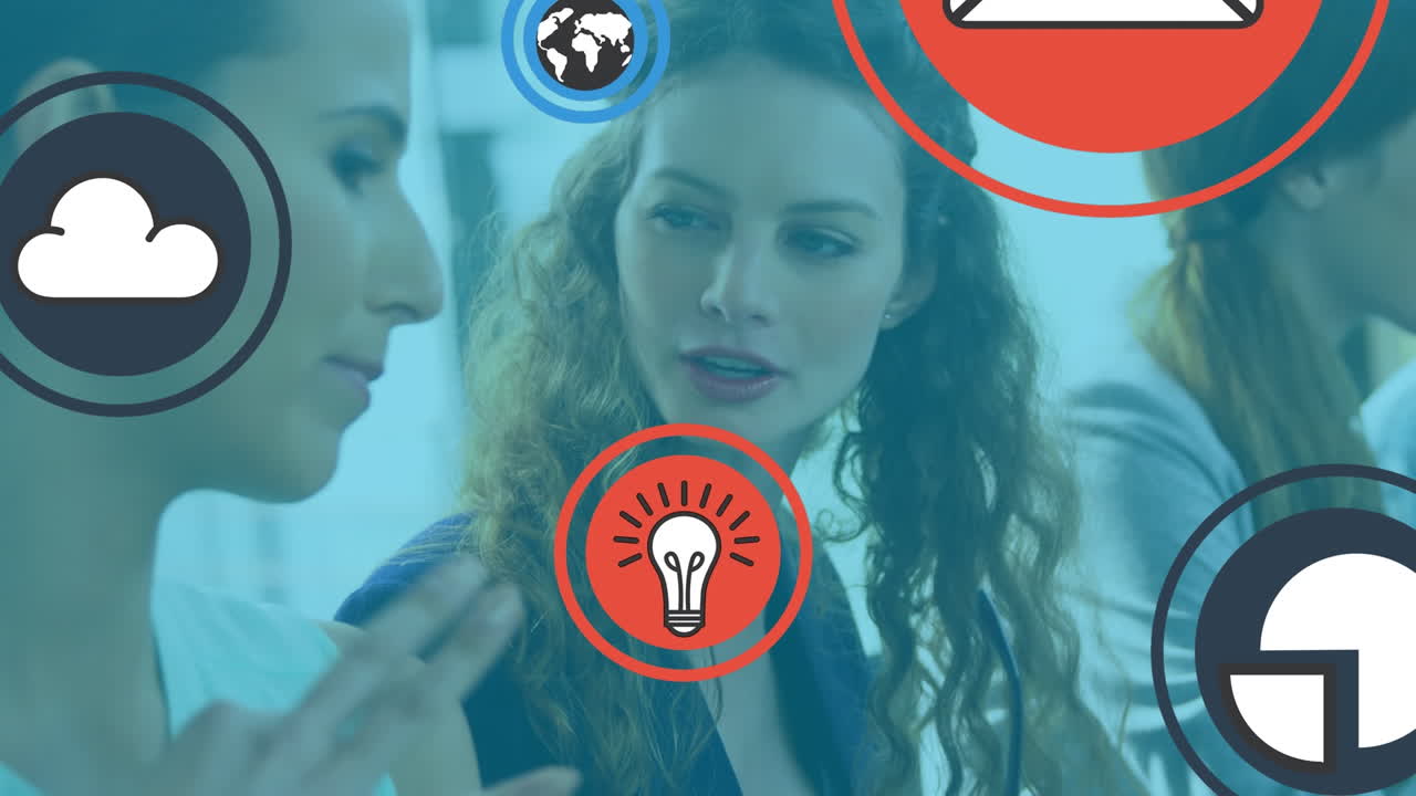 animación de iconos en línea sobre diversas personas de negocios que usan auriculares de teléfono