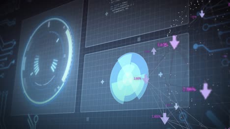 Animation-of-scopes-scanning-and-data-processing-on-screens-over-grid