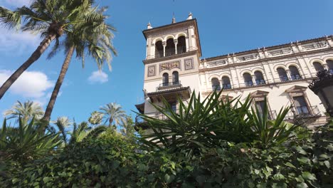seville, spain, view of the lush greenery and iconic architecture of hotel alfonso xiii