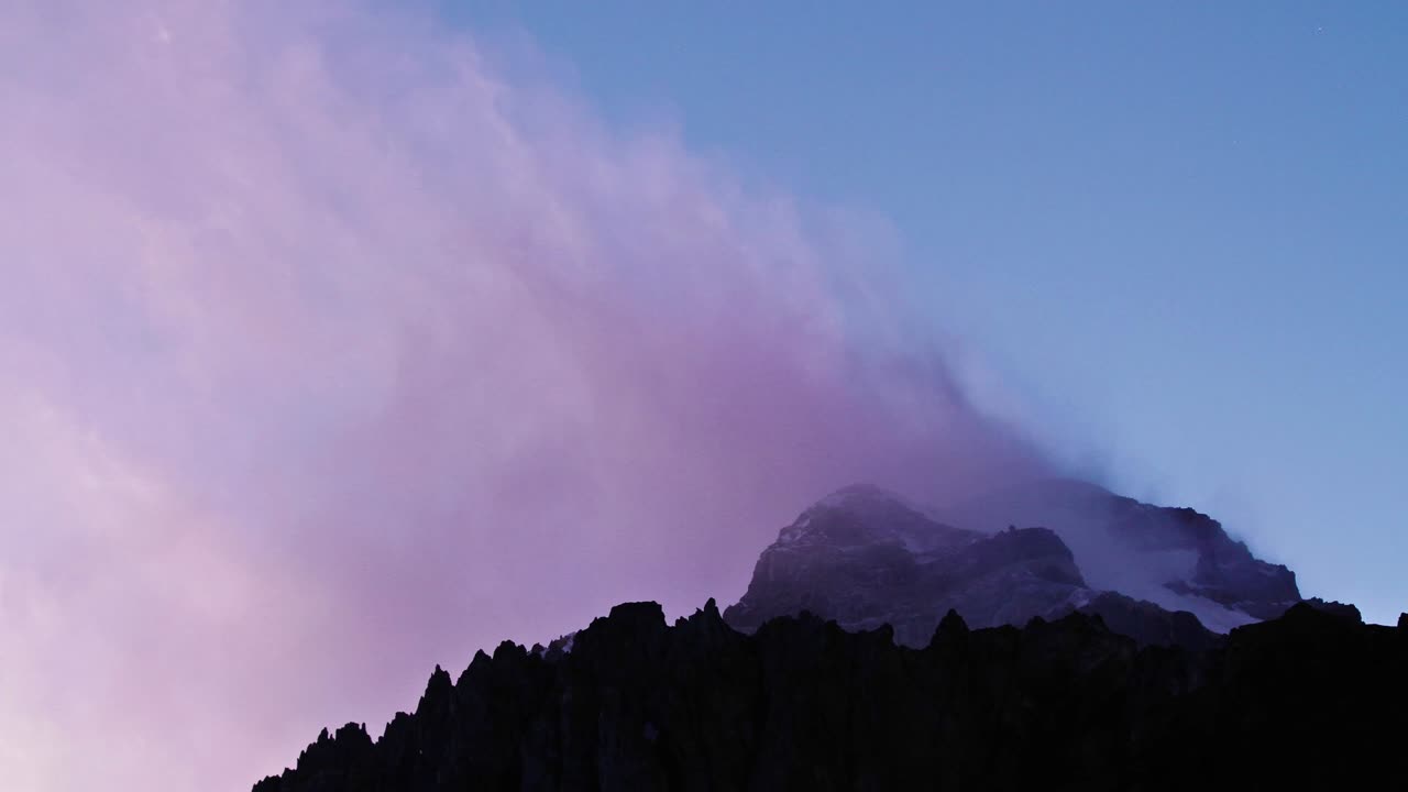 Aconcagua Time Lapse Primo piano della cima al crepuscolo 1