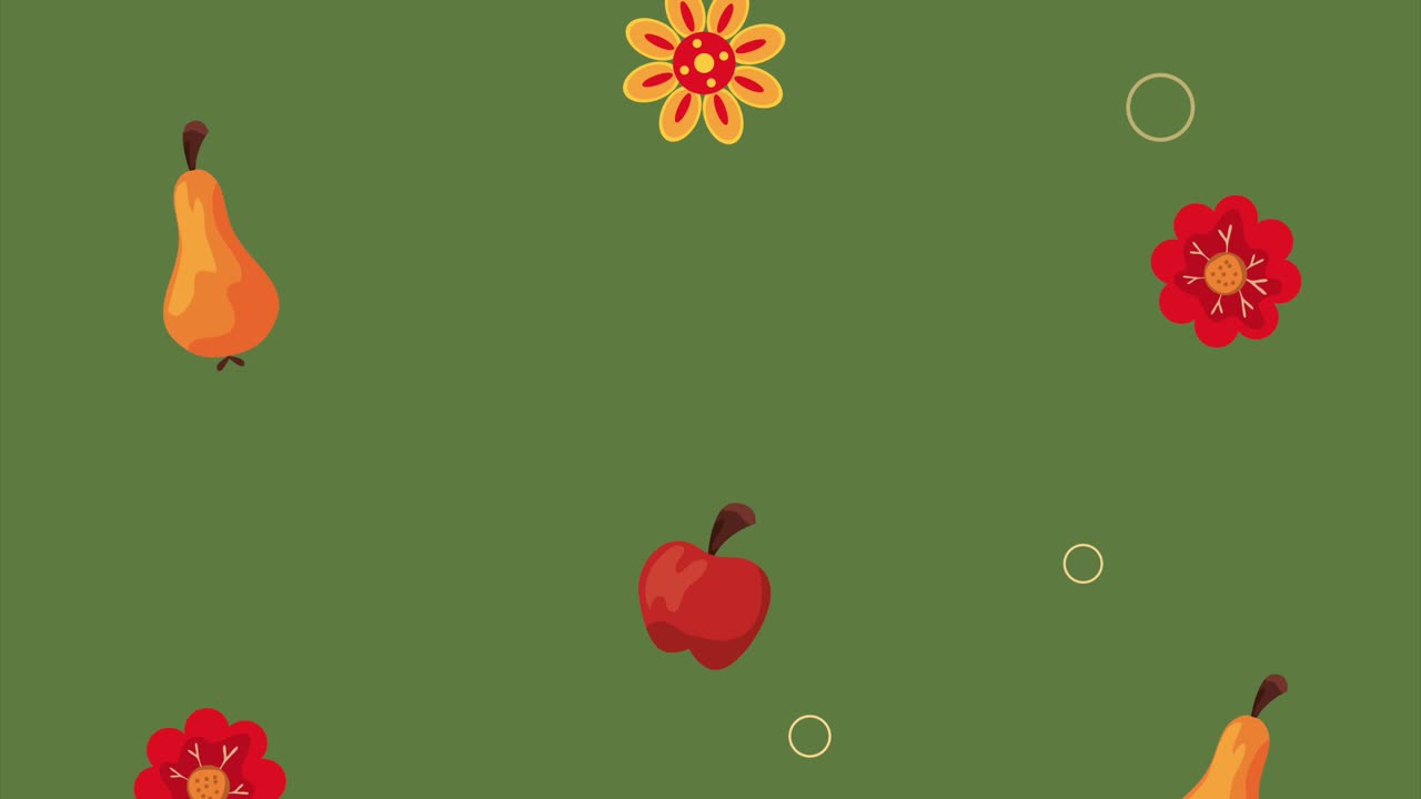 patrón de frutas y flores de otoño