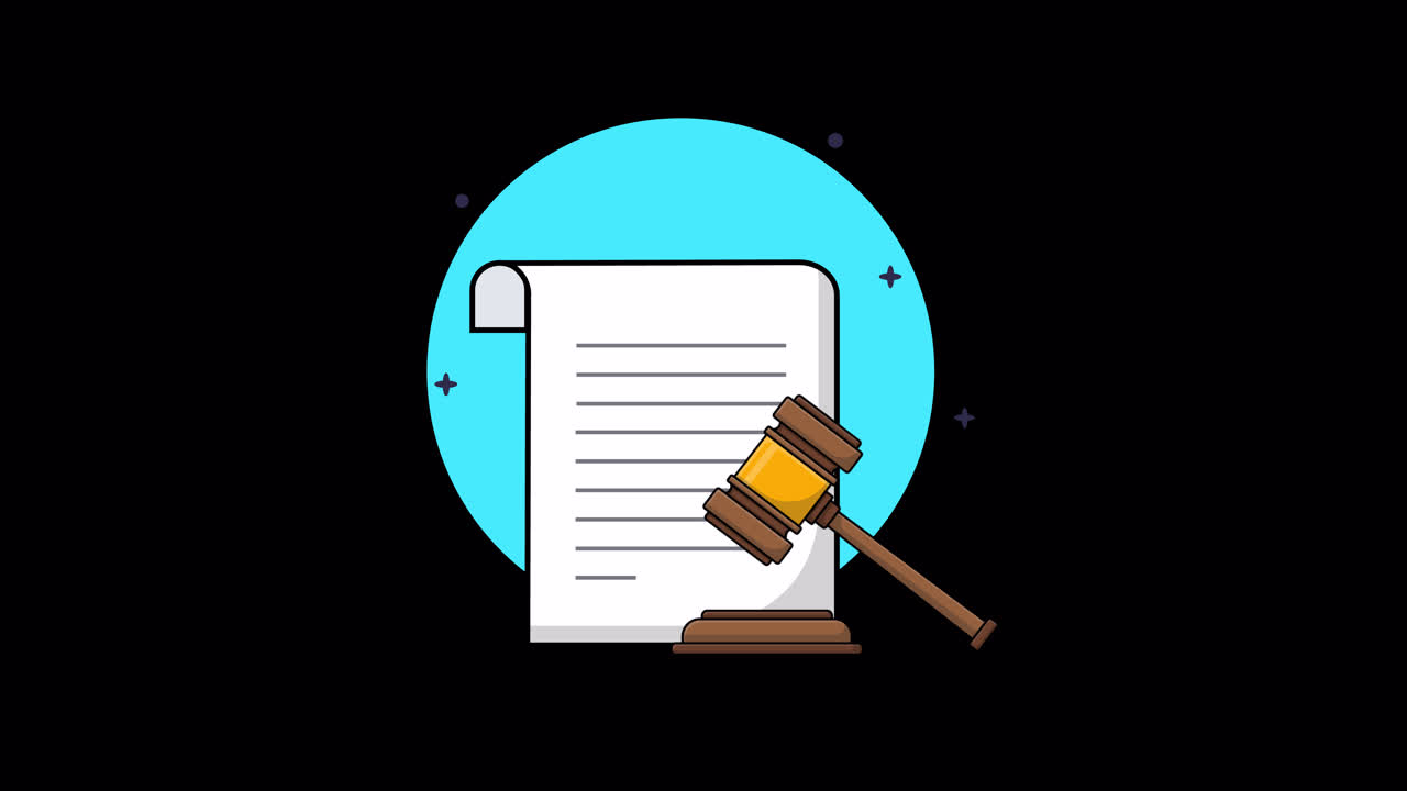 Animated Gavel Hitting Sound Block Next to Legal Document