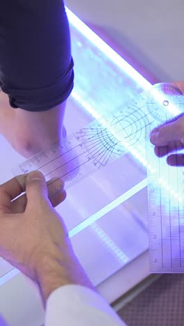 foot exam with ruler