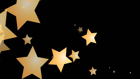 animation of gold christmas stars falling on black background