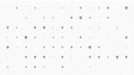 gps icon animation loop. seamless pattern background. small icons slowly blink on grid. white backdrop