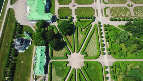 aerial view of a palace and garden