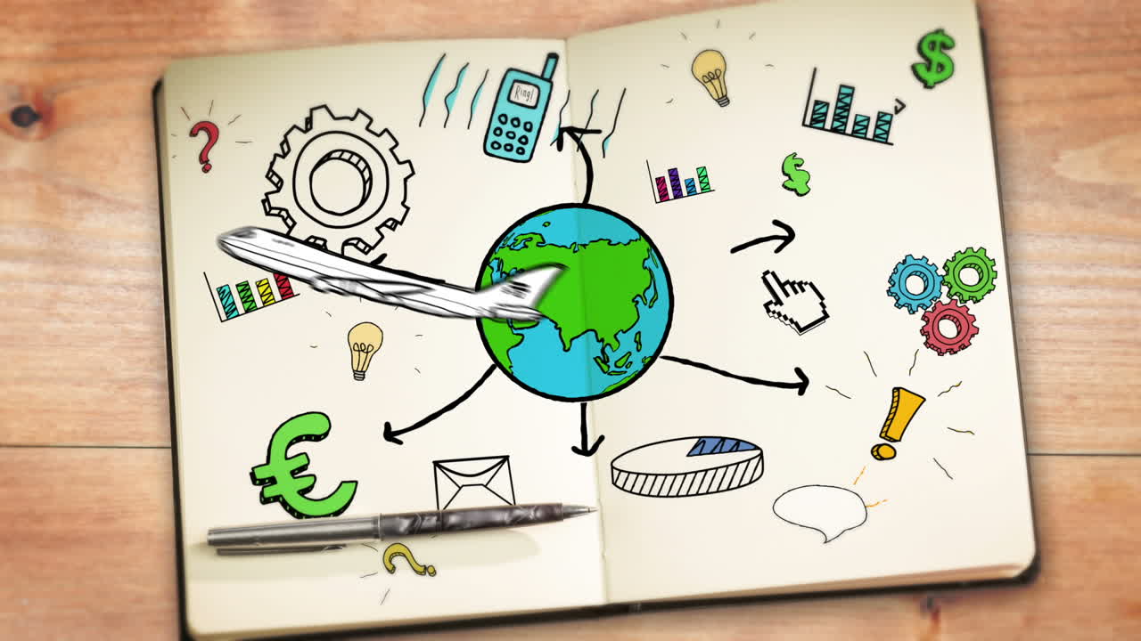 animación digital del concepto de negocios internacionales