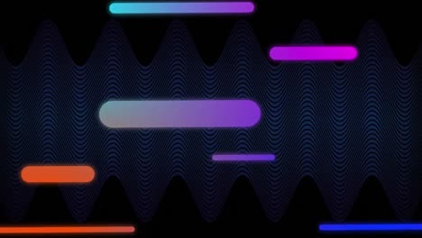 Animation-of-multiple-abstract-shapes-moving-in-hypnotic-motion-on-striped-background