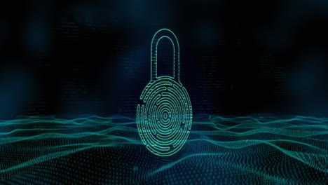 security padlock icon against digital waves