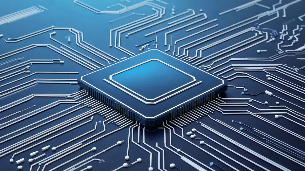 Microchip on a Blue Circuit Board