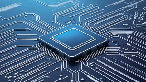 microchip on a blue circuit board