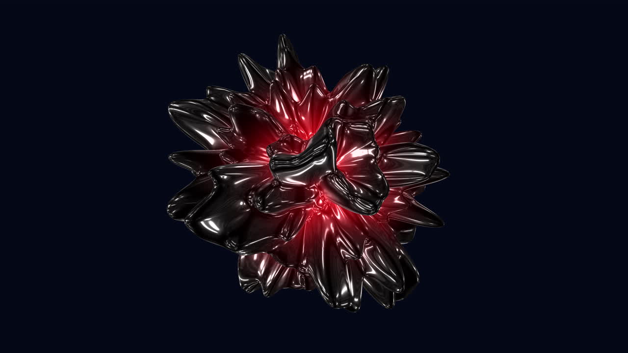 Futuristic red and black ball with neon color and waves