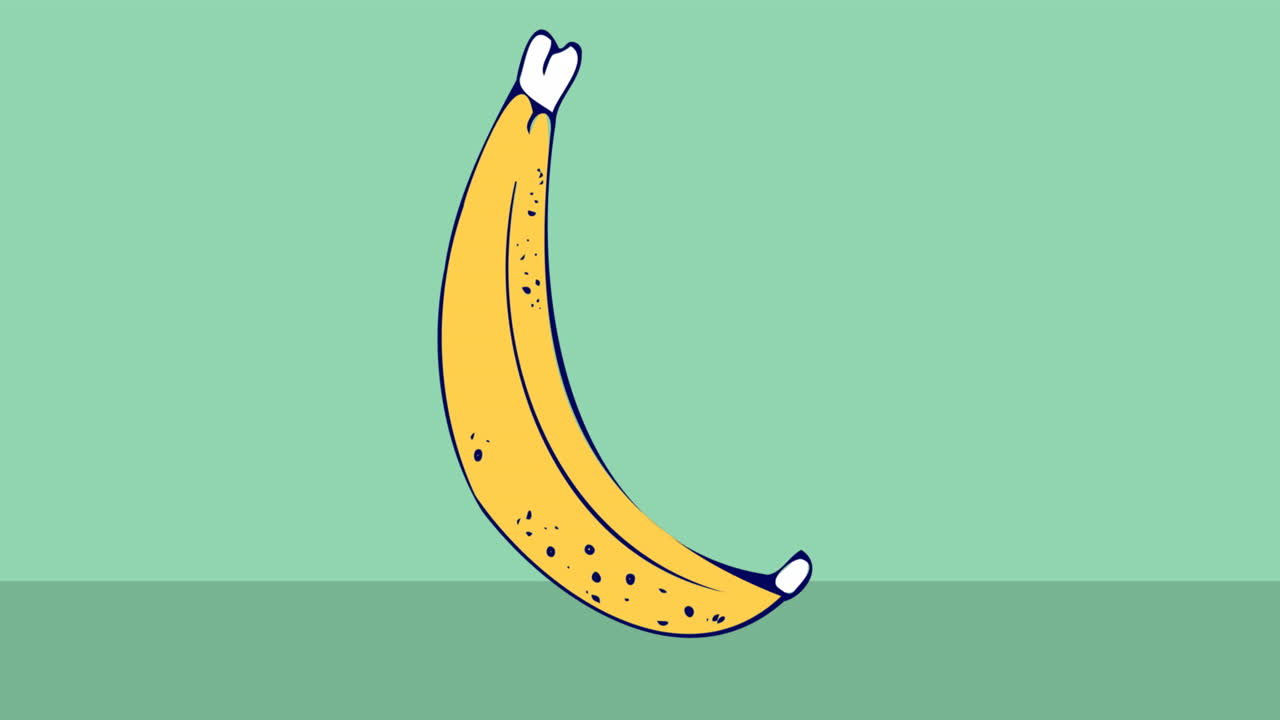 Animation of banana icon on green black background