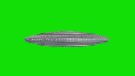 ufo transition on green screen. alien flying saucer isolated on green screen background