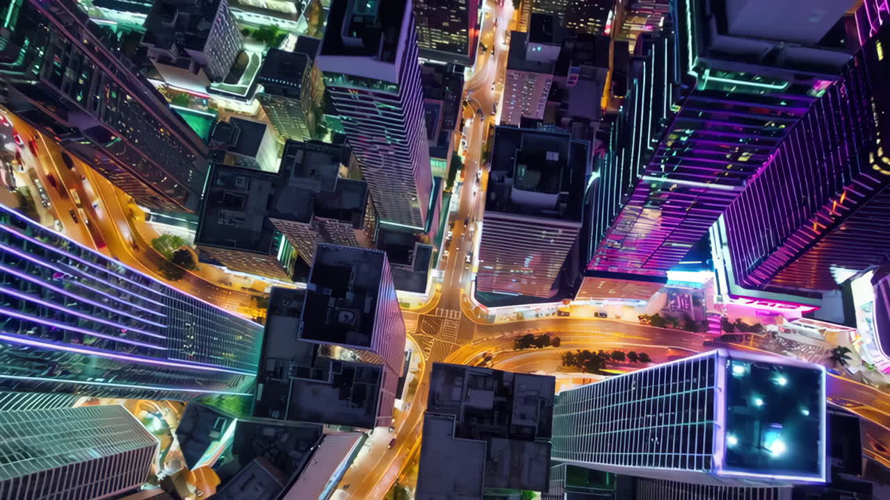 vista aérea de una ciudad por la noche