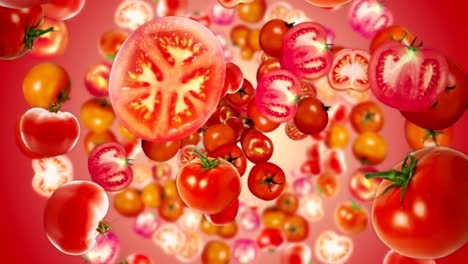 falling tomatoes background, loop, with alpha channel